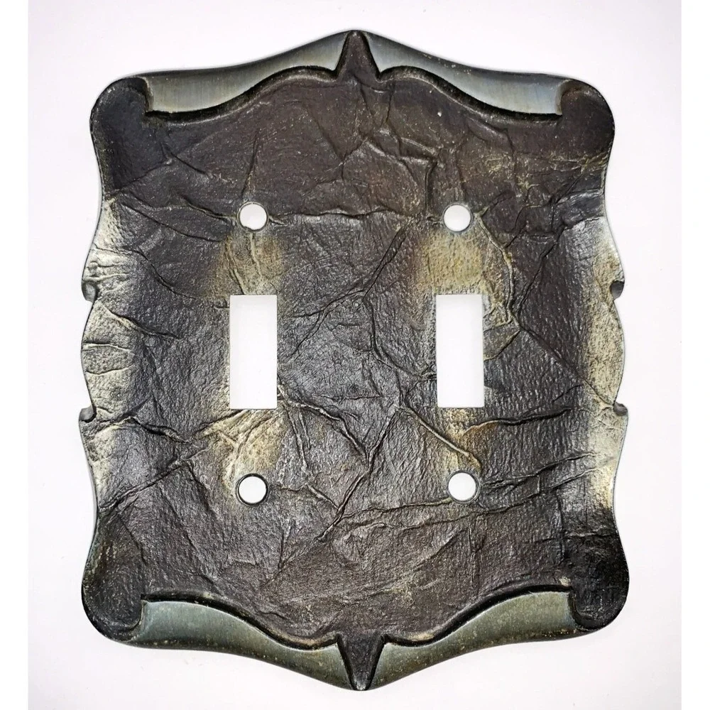 2 Amerock '71 Brass Carriage House Switch Cover Plates Silv/Blk Castle Core Goth